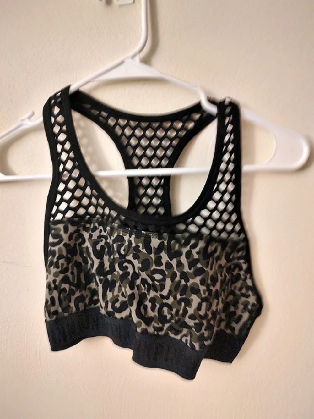 Pink Ultimate Leopard Print Mesh Crop Top Like New